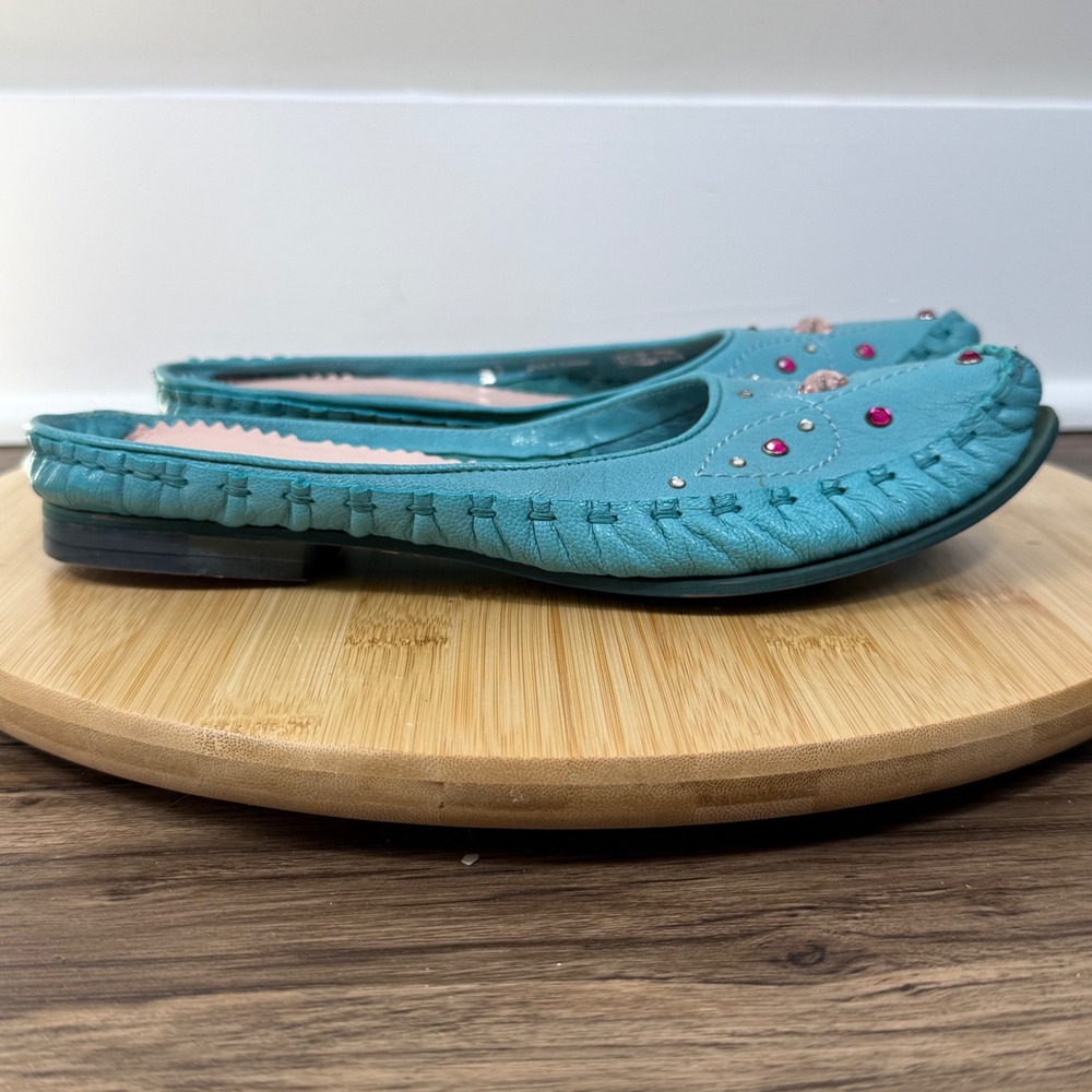 Good Steven by Steve Madden Mules Women 9 Turquoise Rhinestone Leather Flat
